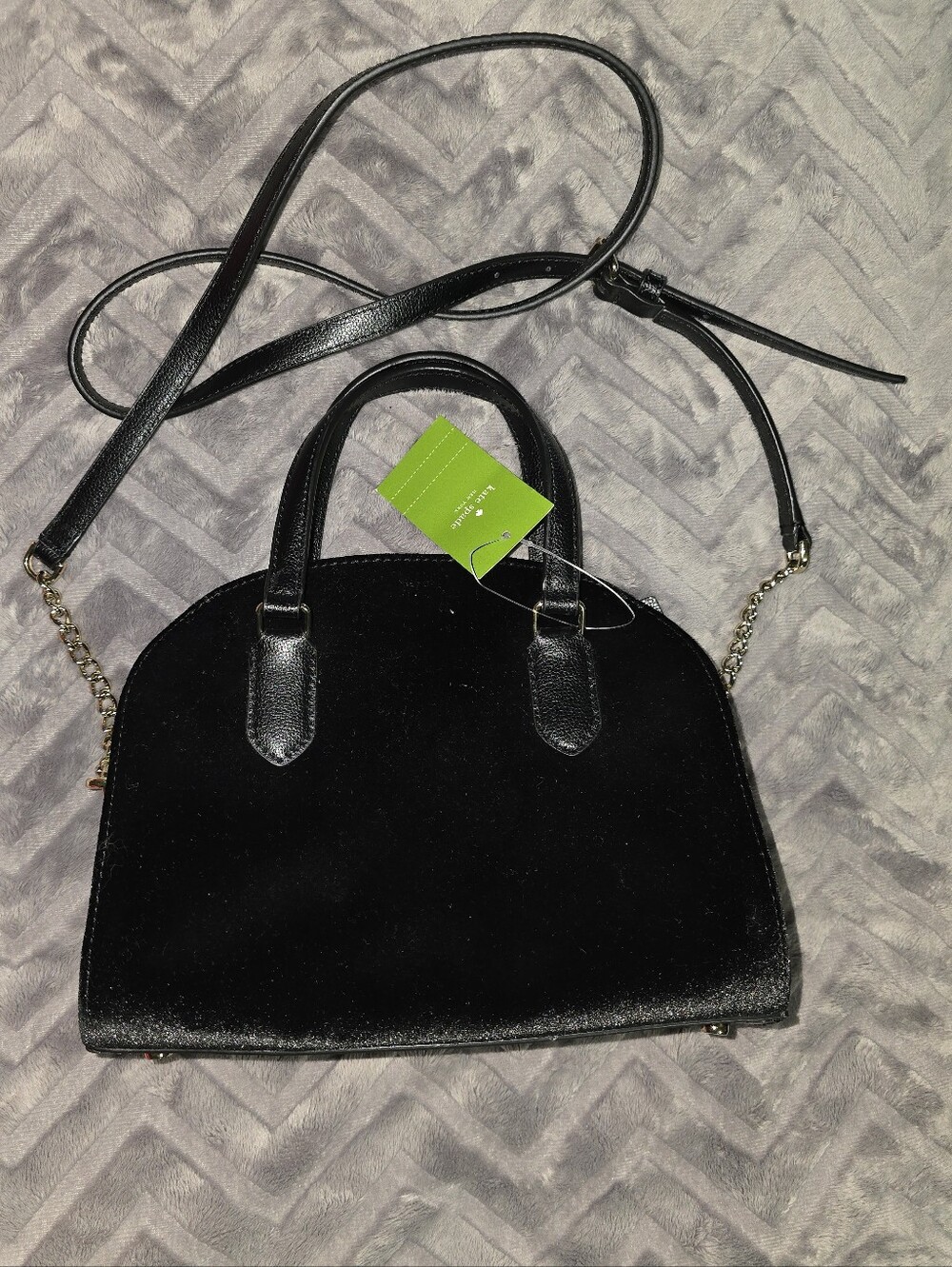 NWT Kate Spade Laurel Way Velvet Reiley Pearl Studded Satchel Crossbody - Picture 2 of 3